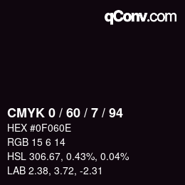 颜色代码: CMYK 0 / 60 / 7 / 94 | qconv.com