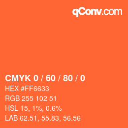 カラーコード: CMYK 0 / 60 / 80 / 0 | qconv.com