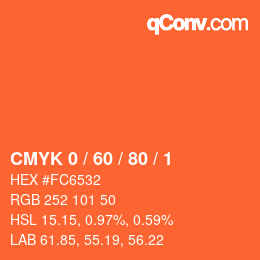 Farbcode: CMYK 0 / 60 / 80 / 1 | qconv.com