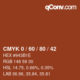 カラーコード: CMYK 0 / 60 / 80 / 42 | qconv.com