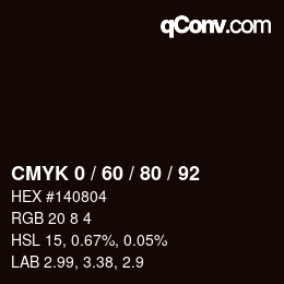 カラーコード: CMYK 0 / 60 / 80 / 92 | qconv.com