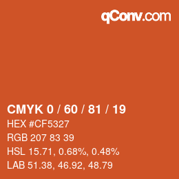 颜色代码: CMYK 0 / 60 / 81 / 19 | qconv.com