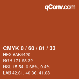 Color code: CMYK 0 / 60 / 81 / 33 | qconv.com