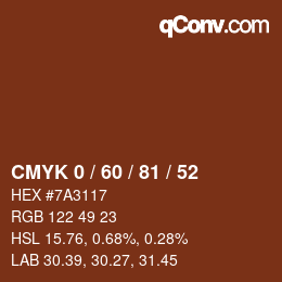 Color code: CMYK 0 / 60 / 81 / 52 | qconv.com