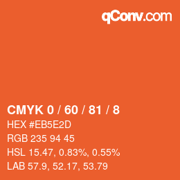 カラーコード: CMYK 0 / 60 / 81 / 8 | qconv.com