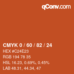 カラーコード: CMYK 0 / 60 / 82 / 24 | qconv.com