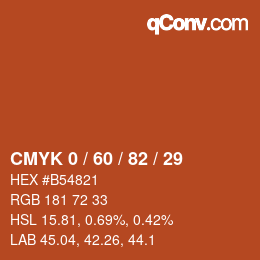 颜色代码: CMYK 0 / 60 / 82 / 29 | qconv.com