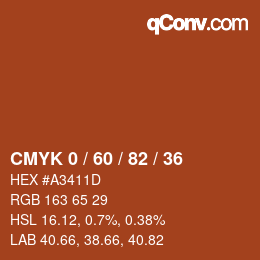 カラーコード: CMYK 0 / 60 / 82 / 36 | qconv.com