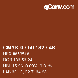 カラーコード: CMYK 0 / 60 / 82 / 48 | qconv.com