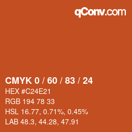 カラーコード: CMYK 0 / 60 / 83 / 24 | qconv.com
