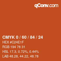 Color code: CMYK 0 / 60 / 84 / 24 | qconv.com