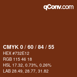 Color code: CMYK 0 / 60 / 84 / 55 | qconv.com