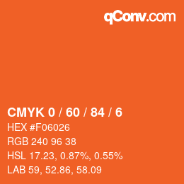 カラーコード: CMYK 0 / 60 / 84 / 6 | qconv.com