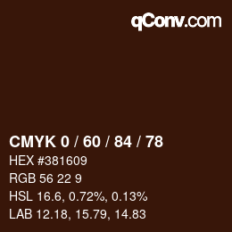 カラーコード: CMYK 0 / 60 / 84 / 78 | qconv.com