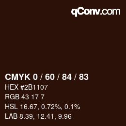 カラーコード: CMYK 0 / 60 / 84 / 83 | qconv.com