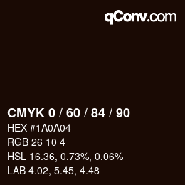 カラーコード: CMYK 0 / 60 / 84 / 90 | qconv.com