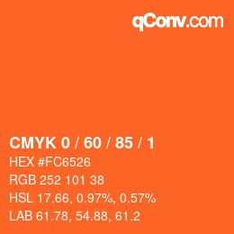 カラーコード: CMYK 0 / 60 / 85 / 1 | qconv.com