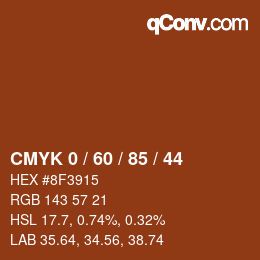 颜色代码: CMYK 0 / 60 / 85 / 44 | qconv.com