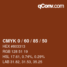 カラーコード: CMYK 0 / 60 / 85 / 50 | qconv.com