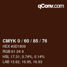 Color code: CMYK 0 / 60 / 85 / 76 | qconv.com