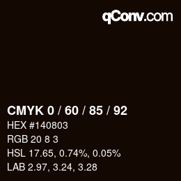 カラーコード: CMYK 0 / 60 / 85 / 92 | qconv.com