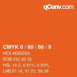 颜色代码: CMYK 0 / 60 / 86 / 9 | qconv.com