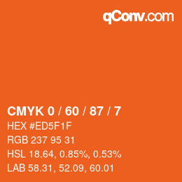 カラーコード: CMYK 0 / 60 / 87 / 7 | qconv.com
