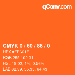 Código de color: CMYK 0 / 60 / 88 / 0 | qconv.com