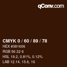颜色代码: CMYK 0 / 60 / 89 / 78 | qconv.com