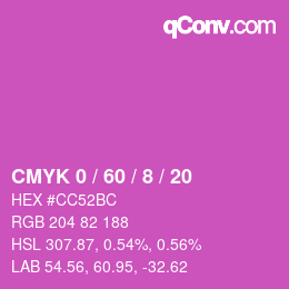 Color code: CMYK 0 / 60 / 8 / 20 | qconv.com