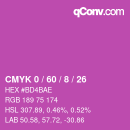 Farbcode: CMYK 0 / 60 / 8 / 26 | qconv.com