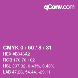 Farbcode: CMYK 0 / 60 / 8 / 31 | qconv.com