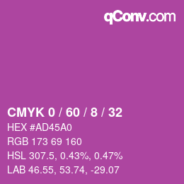 カラーコード: CMYK 0 / 60 / 8 / 32 | qconv.com