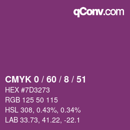 Farbcode: CMYK 0 / 60 / 8 / 51 | qconv.com