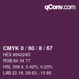 Color code: CMYK 0 / 60 / 8 / 67 | qconv.com