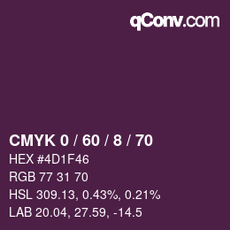 颜色代码: CMYK 0 / 60 / 8 / 70 | qconv.com