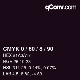 カラーコード: CMYK 0 / 60 / 8 / 90 | qconv.com