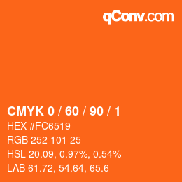 カラーコード: CMYK 0 / 60 / 90 / 1 | qconv.com