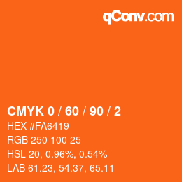 Color code: CMYK 0 / 60 / 90 / 2 | qconv.com