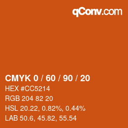 カラーコード: CMYK 0 / 60 / 90 / 20 | qconv.com