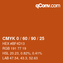 颜色代码: CMYK 0 / 60 / 90 / 25 | qconv.com