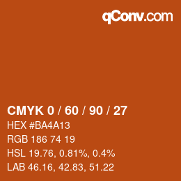 Código de color: CMYK 0 / 60 / 90 / 27 | qconv.com