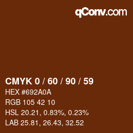 カラーコード: CMYK 0 / 60 / 90 / 59 | qconv.com