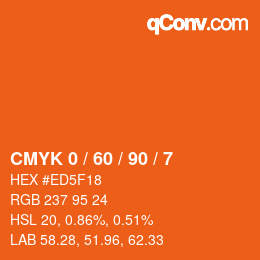 颜色代码: CMYK 0 / 60 / 90 / 7 | qconv.com