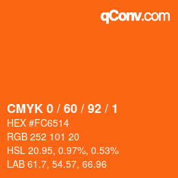 カラーコード: CMYK 0 / 60 / 92 / 1 | qconv.com