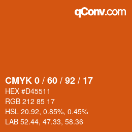 Código de color: CMYK 0 / 60 / 92 / 17 | qconv.com