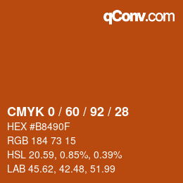 Farbcode: CMYK 0 / 60 / 92 / 28 | qconv.com