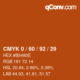 Farbcode: CMYK 0 / 60 / 92 / 29 | qconv.com