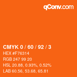 Farbcode: CMYK 0 / 60 / 92 / 3 | qconv.com