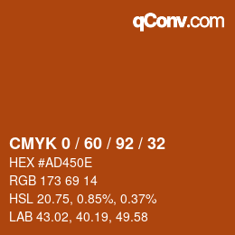 Farbcode: CMYK 0 / 60 / 92 / 32 | qconv.com